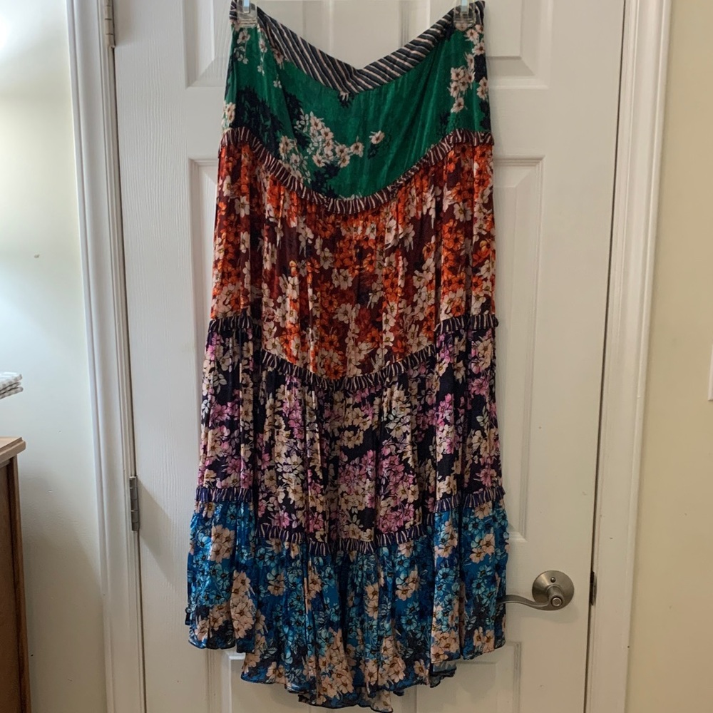Anthropologie Multi-Color Tiered Floral A-Line Skirt - Picture 2 of 9